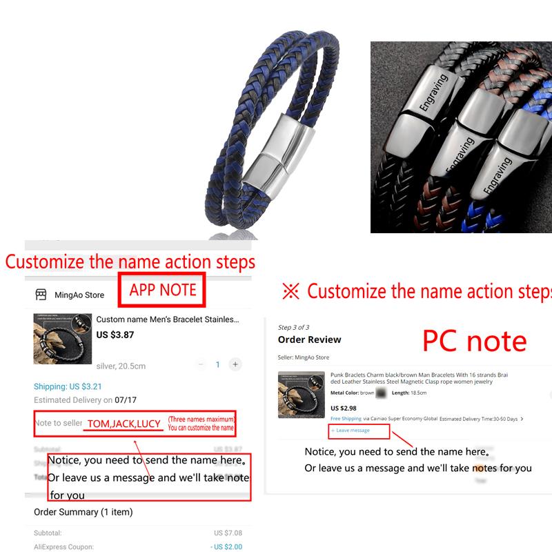 Titanium Steel Bracelet Double Layer Brown Black Leather Braided Rope Man High Quality Stainless Steel Magnetic For Women Gift