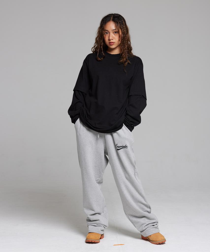 CREAM SODA LAB Authentic Logo Carpenter Bermuda Sweat Wide Pants Grey