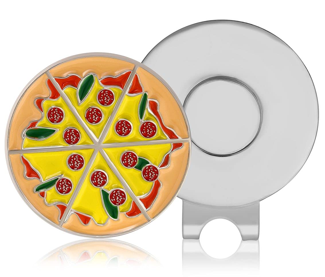 Golf marker magnet with clip pizza alloy green marker E0029