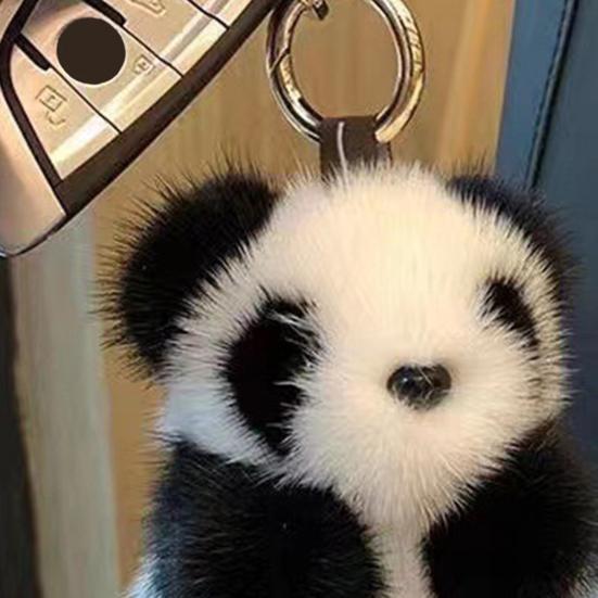 1/2Pcs Plush Panda Keychain Pendant Wallet Key Ring Car Key Holder Lightweight Soft Bag Pendant Panda Key Ring