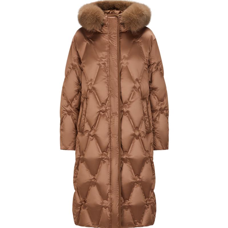 

Жіночий пуховик JUZUI AnnaCou з капюшоном та оздобленням зі штучного хутра M