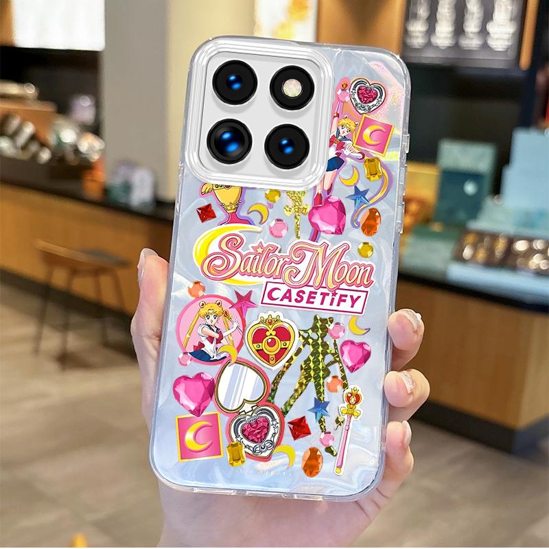 Lovely Sailors Moons Cartoon Phone Case for Xiaomi Poco X6 X3 F6 M6 M4 Pro C61 13T 11 Lite Gradient Hard Shockproof Matte Covers