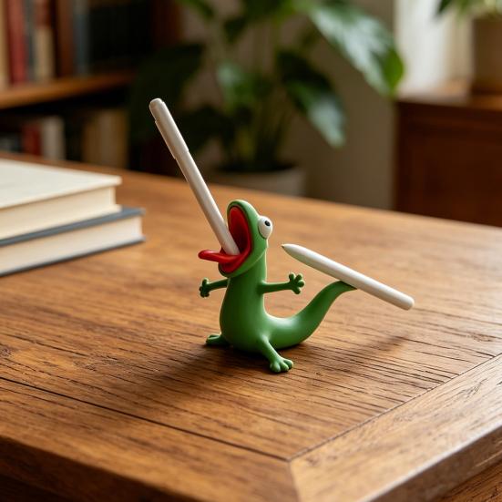Yousheng 3D Printed Gecko Pen Holder Funny Lizard Pencil Display Stand Cute Small Animal Desk Organizer for Home Office
