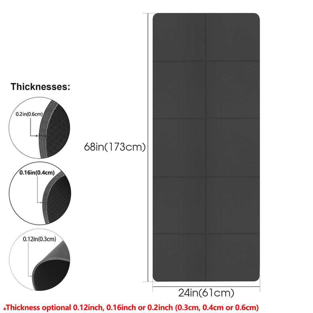 Foldable Yoga Mat Black Eco Friendly EVA Folding Travel Fitness Exercise Mat 3/4/6mm Thicknesses for Yoga Floor Workouts