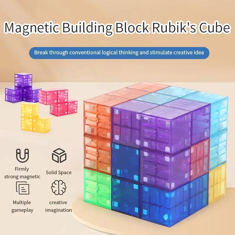 64PCS DIY Model Magnets Toys Magnetic Building Cube Blocks Transparent Learning Educational Designer Construction Set Kids Gifts