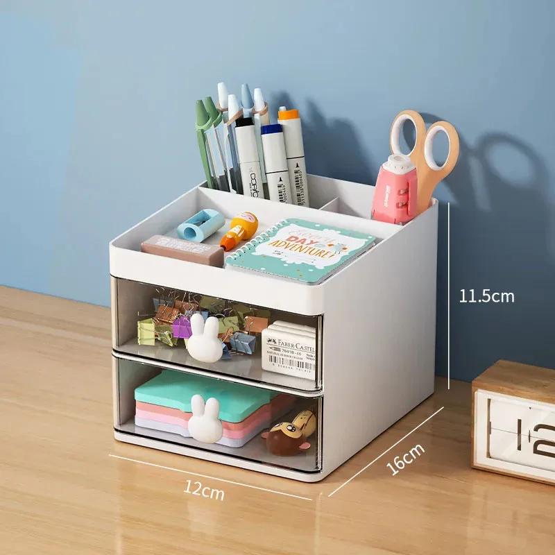 Drawer-style desktop storage box, desk organizer for business cards, mobile phones, stationery, and cosmetics