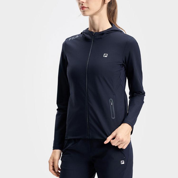 FILA Athletics Fitness Breathable Quick-Dry Ultra-Light Lightweight Casual Hooded Jacket Women jackets Dark-Blue A11W431505F-NV