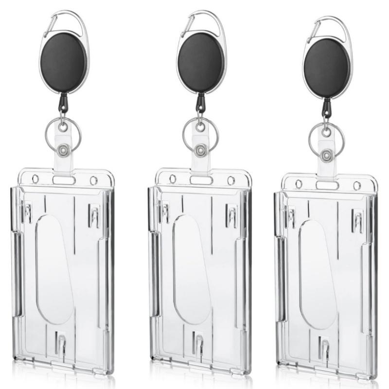 Transparent Cards Slots ID Tag Badge Holder with Badge Reel Cards Storage Organizer Employee Pass Work Card Case Sleeve