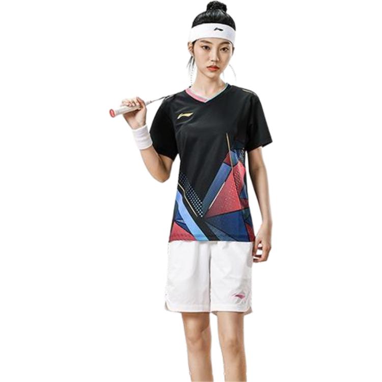 Li Ning Badminton Collection T Shirt Unisex Black AAYU127-1