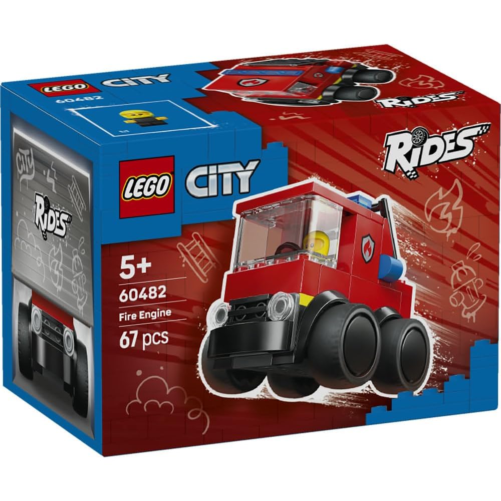 LEGO City Ride Fire Truck Toy Building Set for Kids Ages 5-8 Educational Block Vehicle 60482