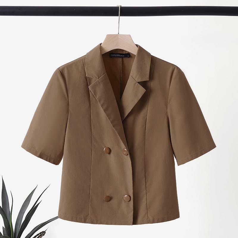 

ZANZEA Женщины Летняя мода Отвернутый воротник Половина рукава Блейзер Кардиган Топы