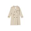 Solid Color Polo Collar Casual Woven Mid-Length Coat Women Coats Stone Khaki F11W415708F-LK