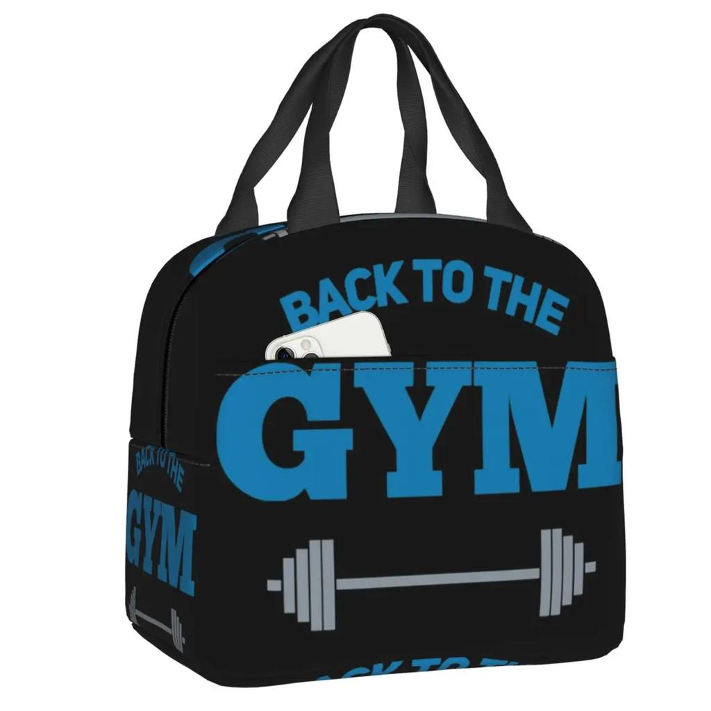 Powerhouse Gym Logo Thermal Insulated Lunch Bag Women Bodybuilding Fitness Portable Lunch Container Travel Storage Food Box