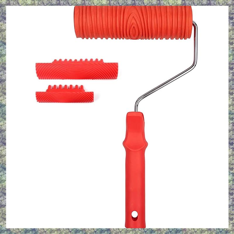 WON Paint Roller, Paint Pattern Roller, Wood Grain Tool Kit, Wood Graining Maker Tool With Handle For Wall Wood Decoration