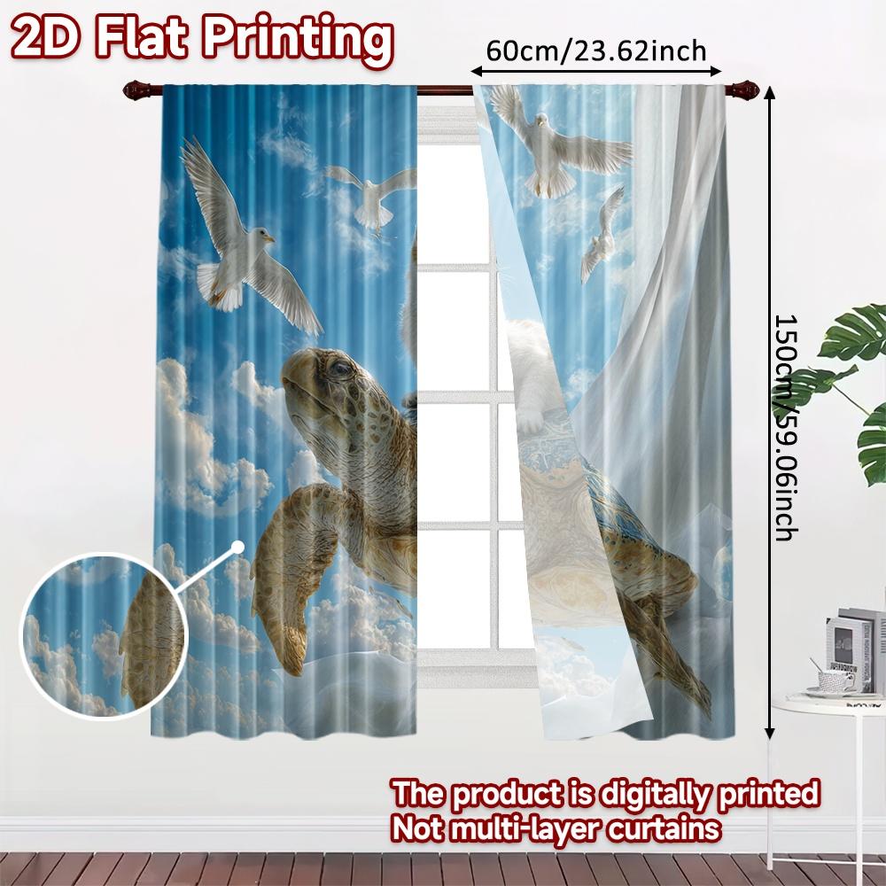 2pcs, 2D FLAT PRINTING Curtains (Without Rod) OceanAdventure Halloween Festival Creative Curtains Versatile Fabric Curtains All