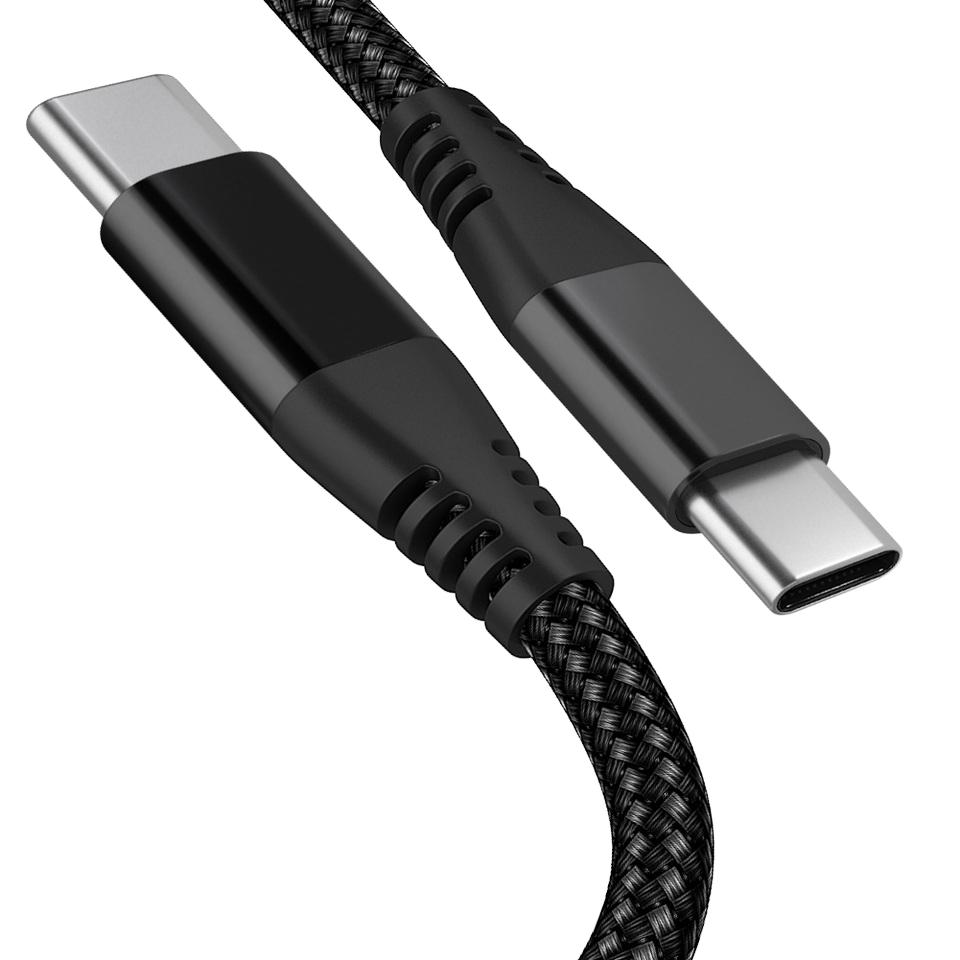 Factory  Black Nylon Braid Pd 60w Phone Fast Charger 3m Usb Type C To Type C Charging  Data Cable for Iphone15 16 Plus