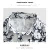 Men's White Black Marble Print Short Sleeve Shirt - Oversized Casual Streetwear Summer Button Up