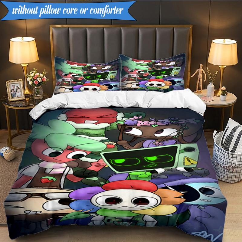 3PCS Cartoon Characters Dandy Collage Bedding Set,Including 1pc Duvet Cover And 2pcs Pillowcases Perfect for Bedroom, Dormitory, Fan Christmas gift