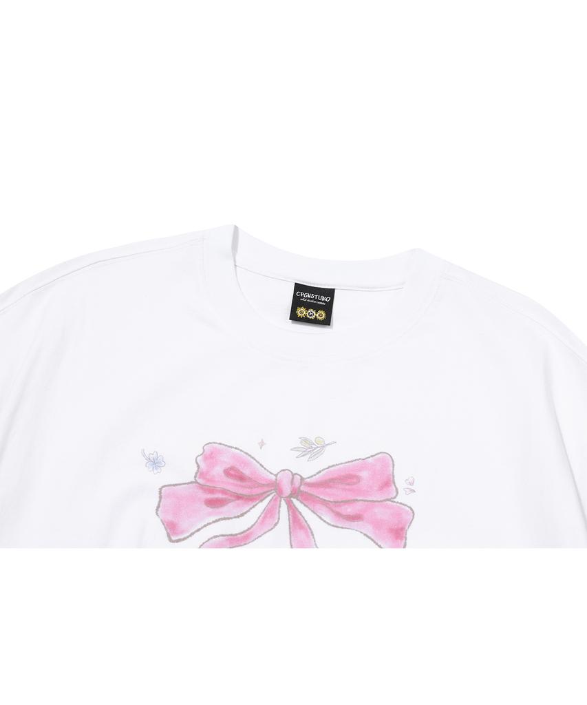 CPGN STUDIO Dtp Ribbon Flower Short Sleeve T-Shirt White
