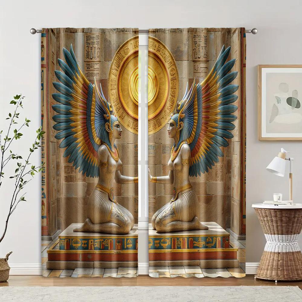 2pcs   Creative Curtains Egyptian double goddesses Polyester (without rod) Home Decor Perfect for Bedroom Living Room Window