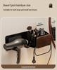Walnut Hair Dryer & Makeup Brush Organizer, No-Drill Wall Mount