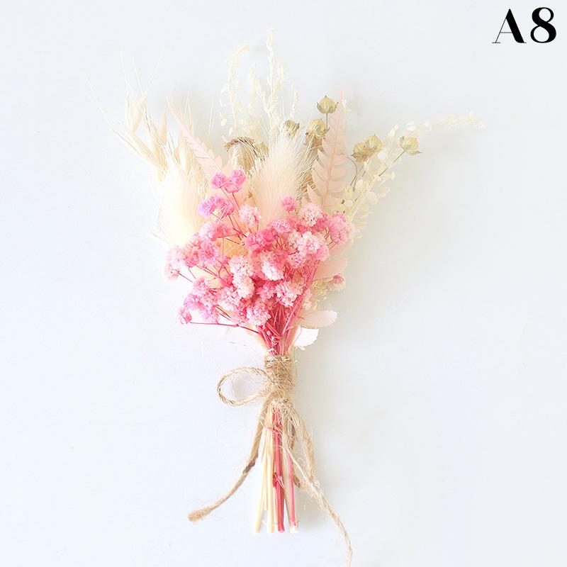 1Pc Mini Natural Dry Flowers Bouquet Boutonnieres Groomsmen Buttonholes Bridesmaid Flower Corsage Brooch Christmas Wedding Decor