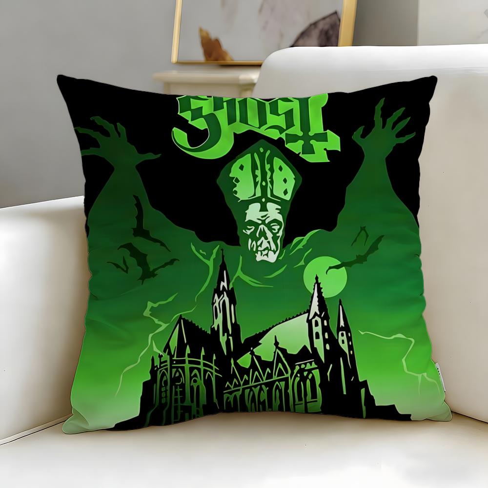 Classic Band Ghost Cushion Cover Soft  EasyWash Pillow Case  Versatile for Couch Bed Travel and Office