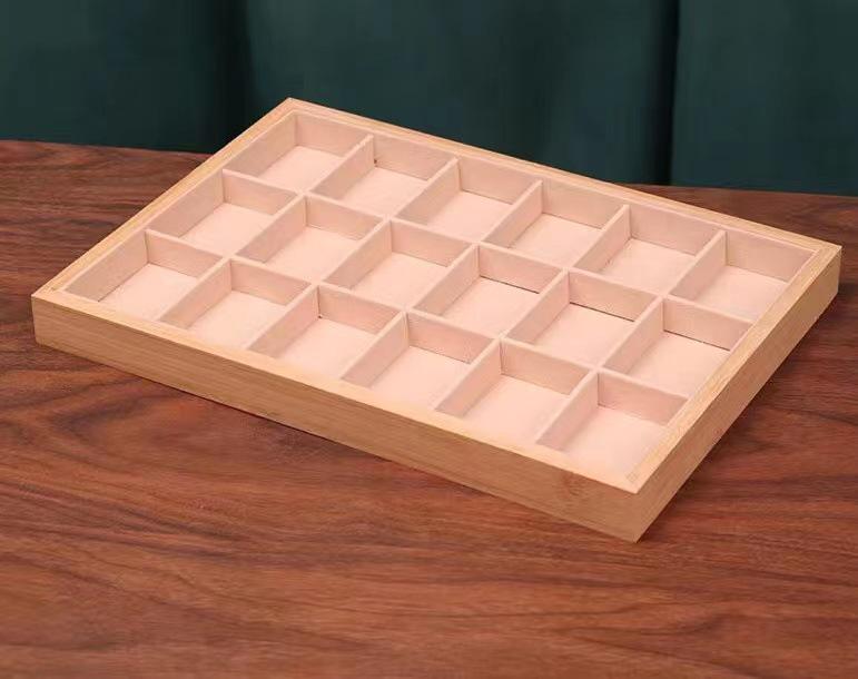 Bamboo & Wood Jewelry Display Tray for Rings, Necklaces, Bracelets, Watches, & Bangles