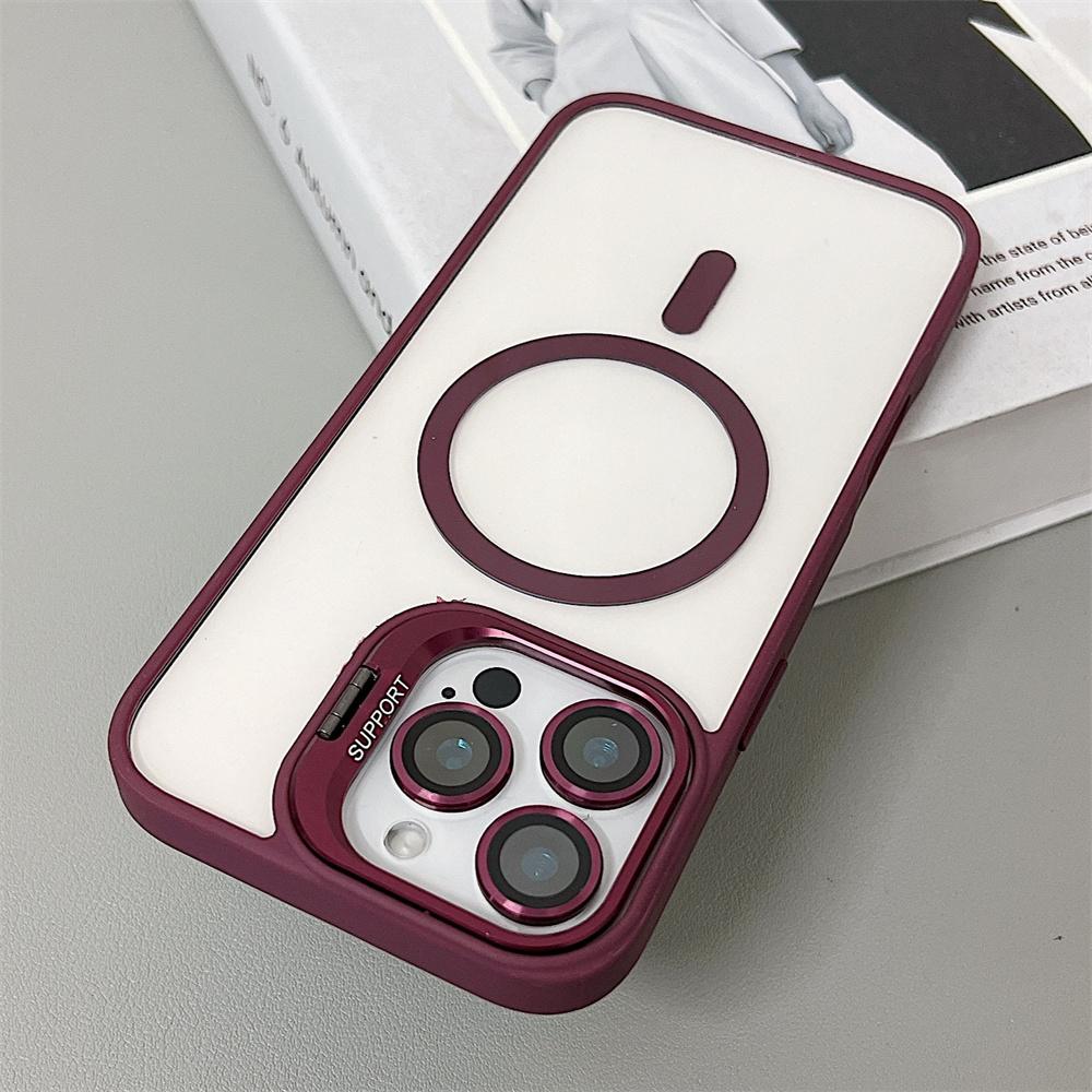 transparent magnetic shockproof phone case For iPhone 16 15 14 13 12 11 Pro Max Plus Magsafe Funda Stand Protection Cover