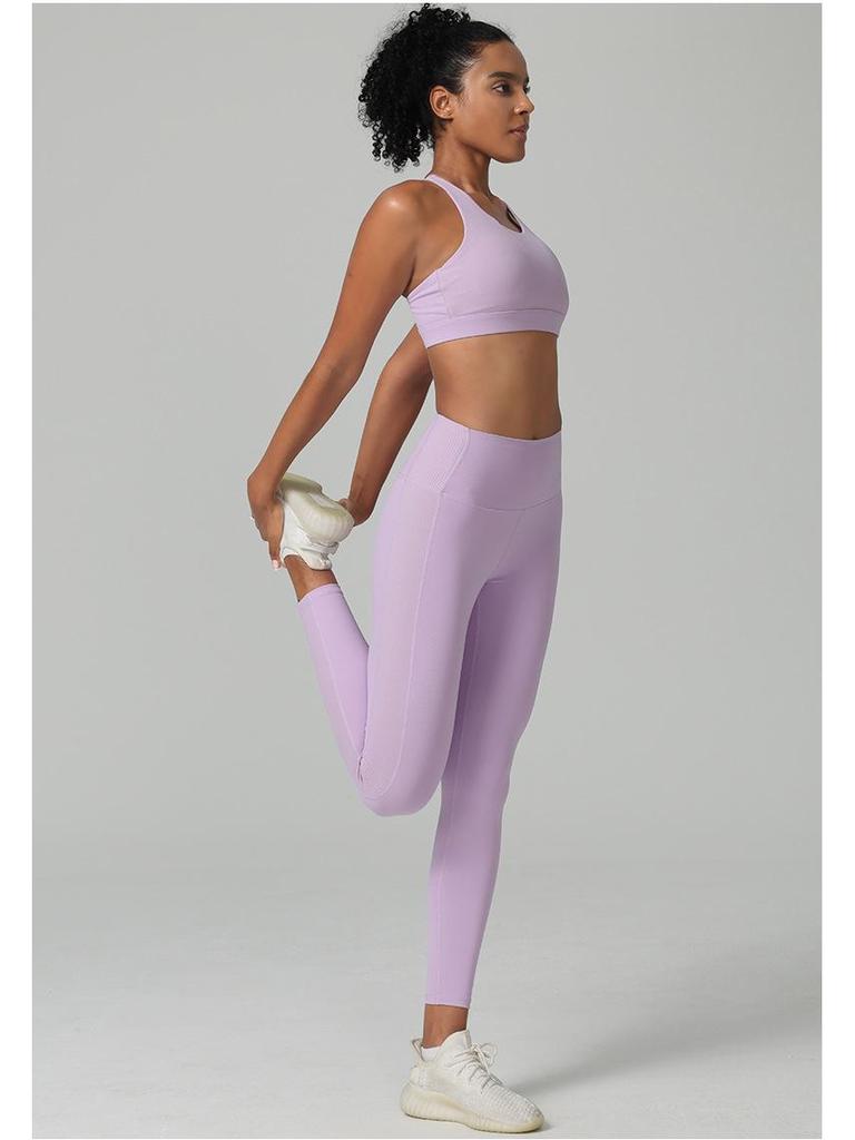 Spring-Summer High Waist Ribbed Patchwork Leggings: Butt-Lifting, Tummy-Control Yoga & Running Pants