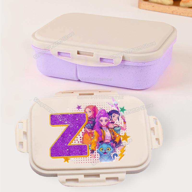 Kpop Demon Hunters Letter A-Z Bento Boxes Rumi Mira Zoey Student Lunch Box School Office Microwave Portable Fruit Food Container