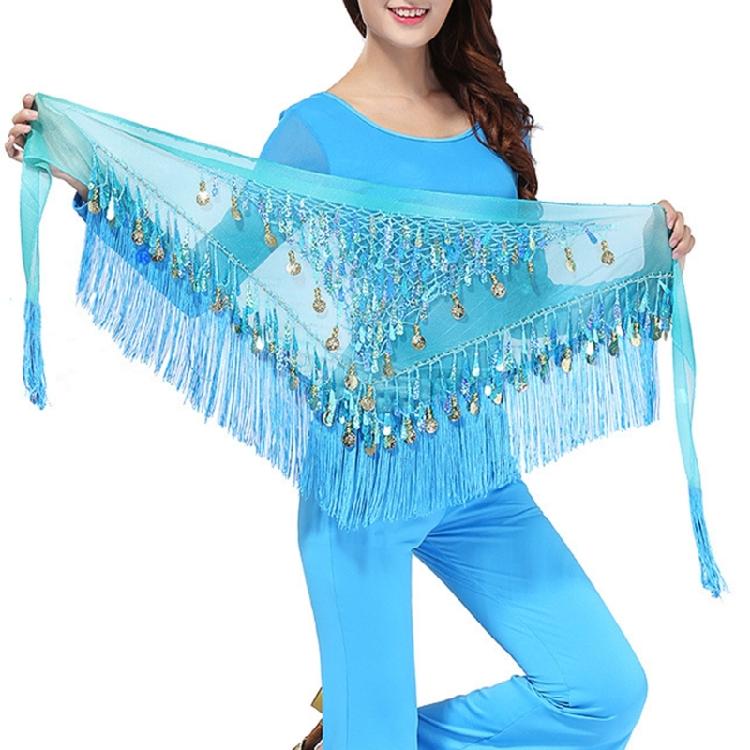 Flashy Belly Dancing Hip Wrap with Fringes Sparkly Waist Chain Hip Scarf