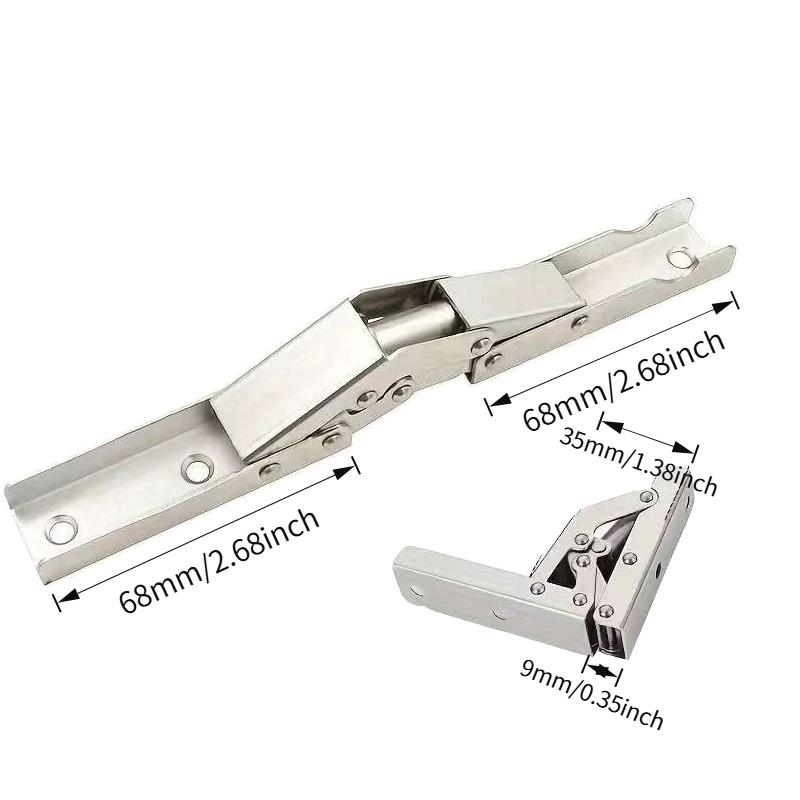 2/4pcs Modern Silvery 90-Degree Folding Hinges, No-Slot Flush Mount, 180-Degree Countertop Support, Hidden Design for Cabinets &