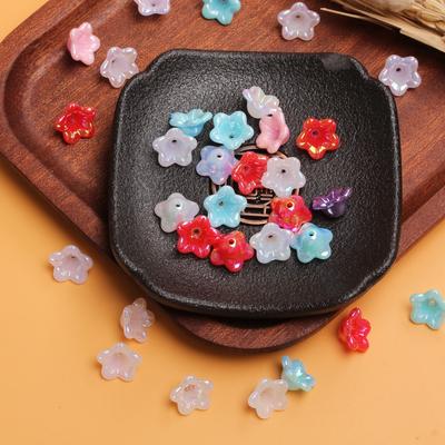 30pcs 12mm AB Dazzle Color Horn Flower Beads DIY Jewelry Accessories Creative Charms Fashion Bracelet Necklace Making Material