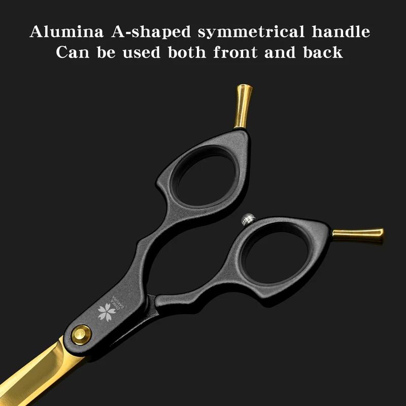 Professional 6.5 Inch Pet Grooming Curved Scissors 25 Degree Upward Thinning Shears for Dogs Cats