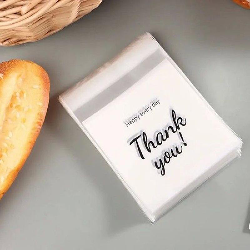 50 Pcs Transparent Thank You Self-Adhesive Bag Plastic Pouches For Diy Jewelry Display Cookies Storage Gifts Bag
