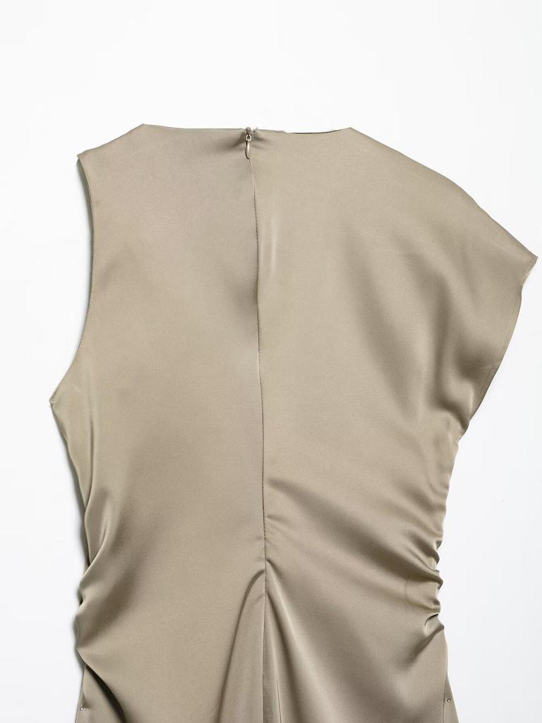 Summer 2025 European and American Women's Fashion: New Pleated Textured Dress