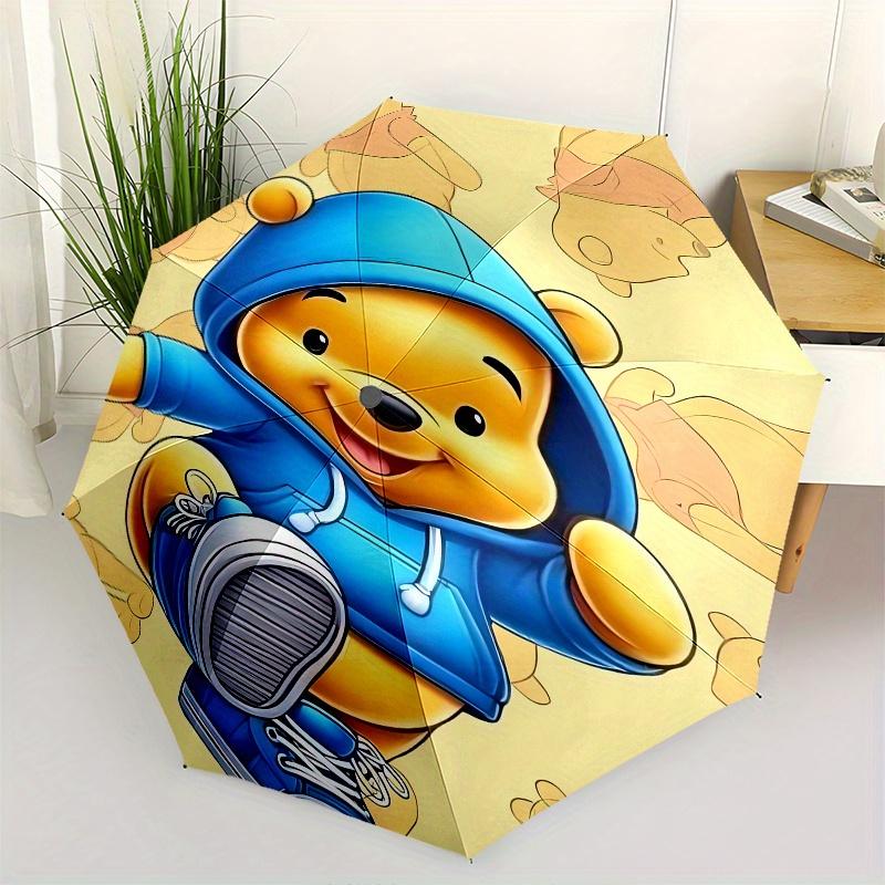 

Winnie the Pooh,Hoodie Automatic Umbrella Tri fold Portable Umbrella, Best Holiday Gift for Men and Women, Durable Iron Frame, Playful Des