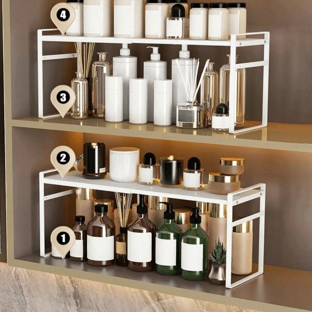 Iron Expandable Cabinet Shelf Large Capacity Cabinet Partition Shelf Narrow Spice Rack  Windowsill