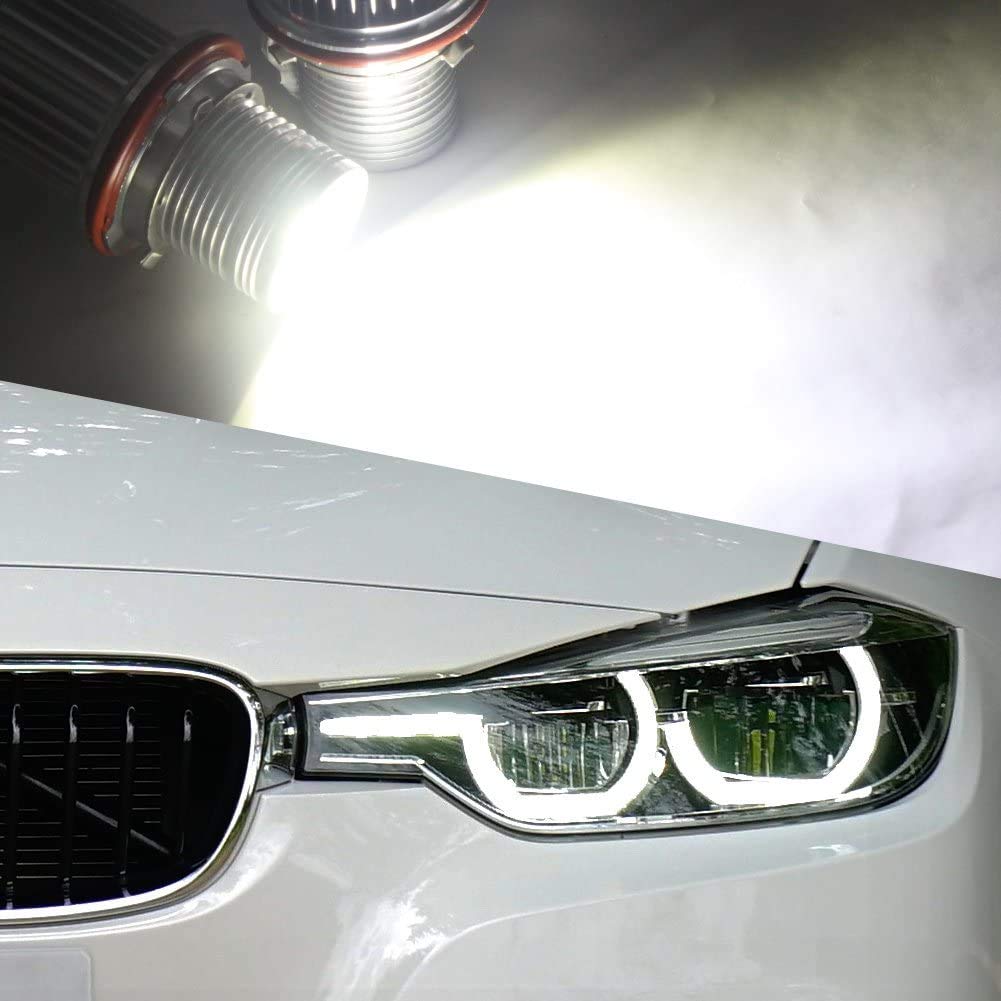 LED Angel Eye Ring Marker CE Compatible with BMW Pack of 2 X-STYLE Bulbs, Certified, 6000K, 40W, Built-in Resistor,