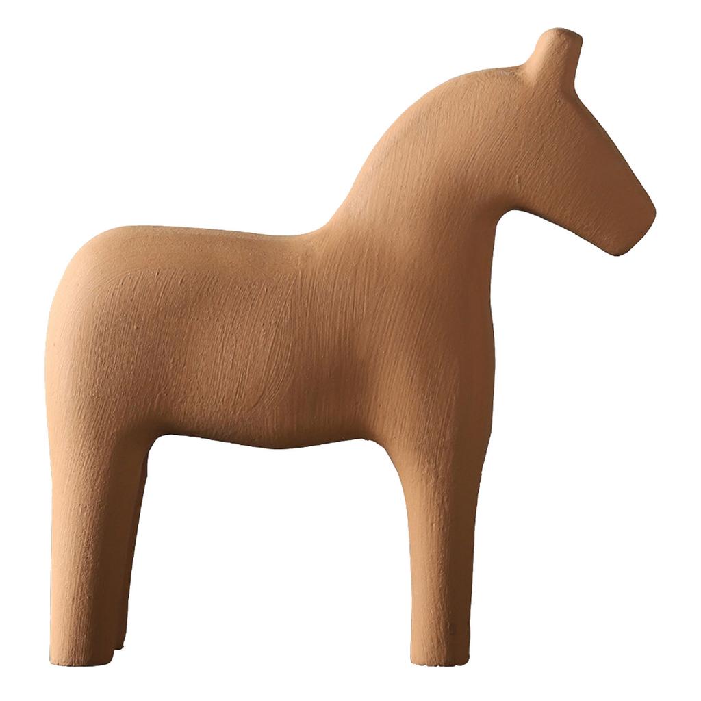 Wooden Horse Figurine Sturdy Pinewood Hand Painted Simple Pure Color Horse Statue for Family Office