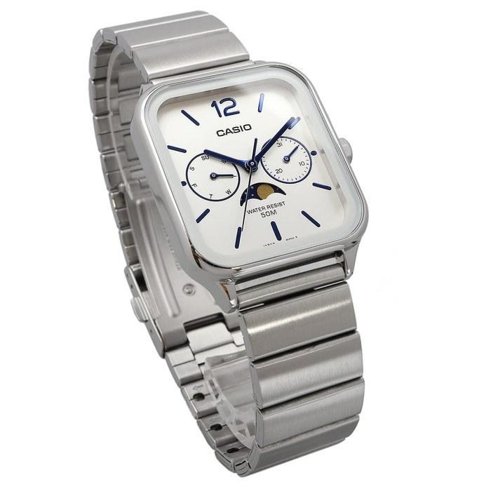 Casio Standard Moon Phase Analog Men's Watch MTP-M305D-7AV (Silver Metal Band)
