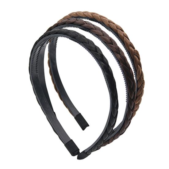 Headband Delicate Solid Color Twisted Wig Design Synthetic Hairband for Party