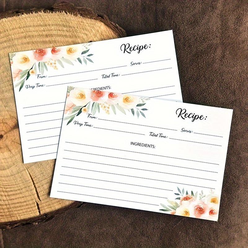 50 szt. Dwustronne papierowe karty na przepisy w kwiaty, uchwyt na przepisy kuchenne, idealne na domowe przepisy, wesela, świąteczny organizer na przepisy na Boże Narodzenie, Halloween