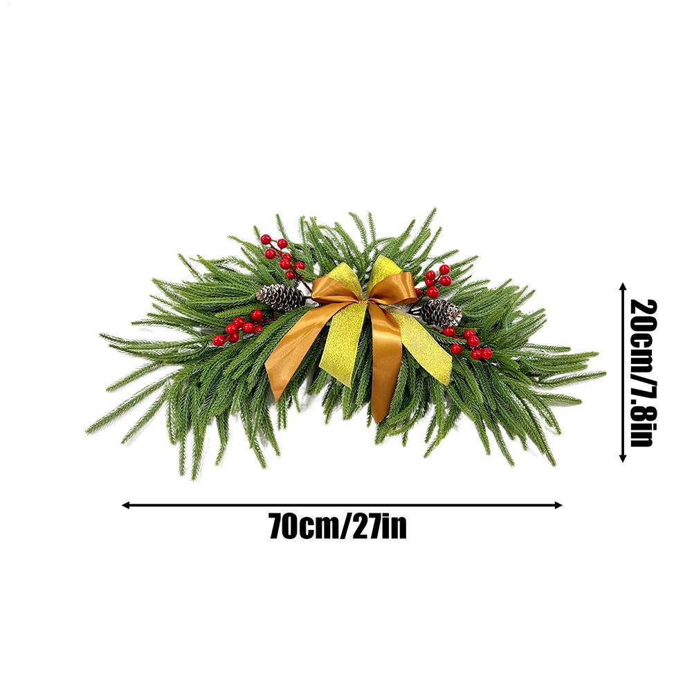 

Christmas Wreath for Front Door Artificial Pine Garland with Red Berries Bow Large Christmas Decor for Outdoor Indoor Porch Wall