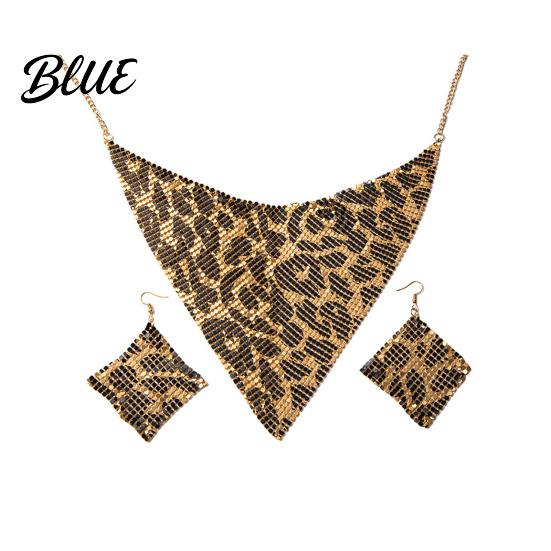 Adjustable Necklace Earrings Set 2Pcs/Set Set Leopard Print Hook