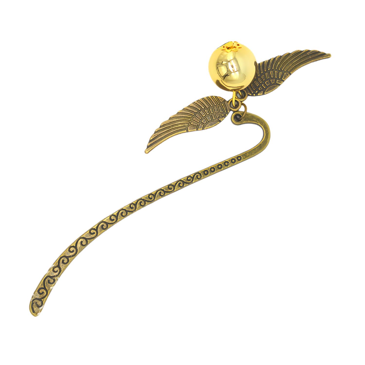 

Magic Academy Metal Bookmark with Ornament Golden Snitch Hogwarts Reading Gift Christmas Stocking Book Lover Gift (Silver/Gold)