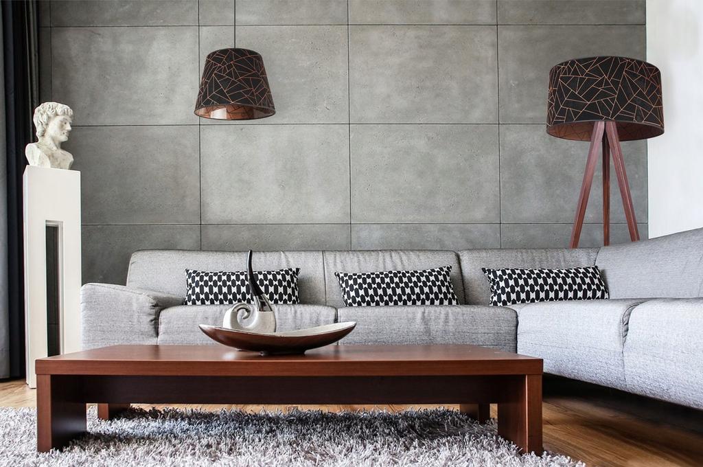 Floor Lamp Standing Tripod Wooden Lampshade 45Cm