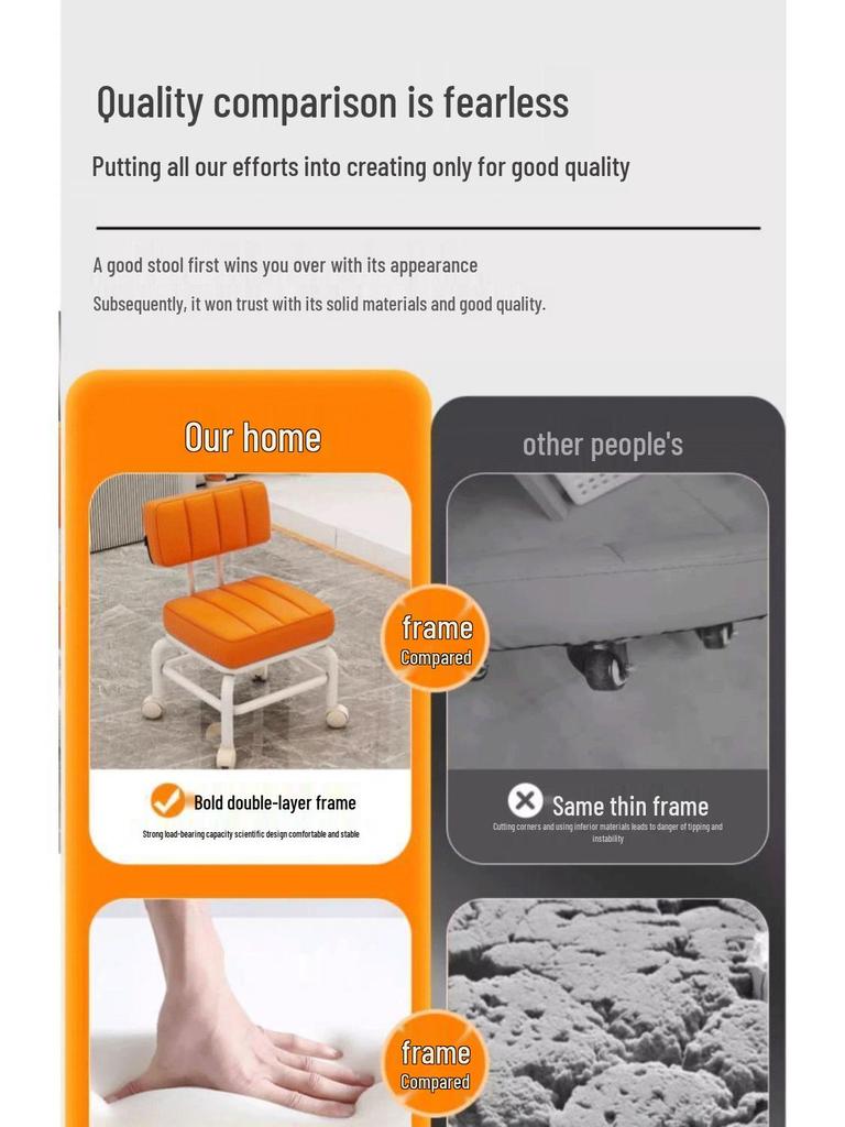 Universal Low Wheel Stool for Home with Thickened Material and Casters