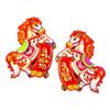 1 Pair Traditional Pattern Horse Year Door Sticker 3D Zodiac Horse Stickers  Window Door Decoration